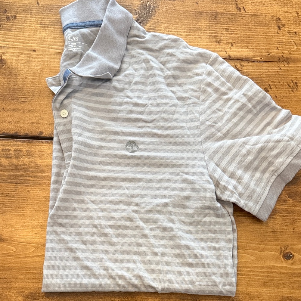 Timberland Light Gray Striped Polo Shirt